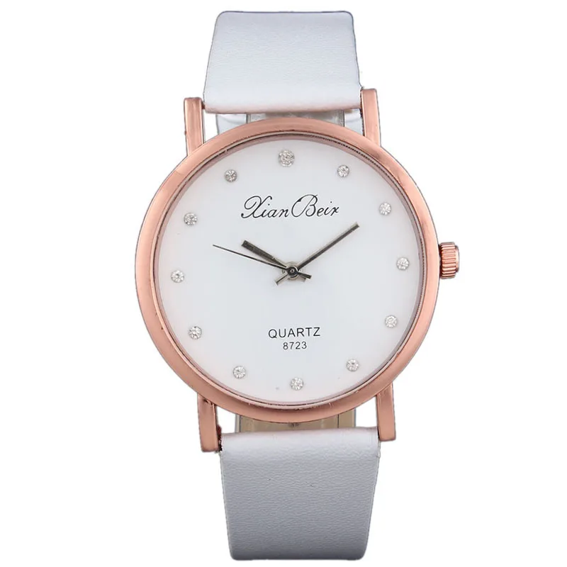 Горячая распродажа Женские часы с бриллиантами модные из искусственной кожи Бизнес Кварцевые часы Женские Аналоговые наручные часы Reloj Mujer# YL5 - Цвет: White