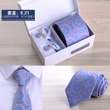 Высококачественный мужской костюм из шести предметов деловой черный 8 см Полосатый галстук жениха свадебный подарочный набор в коробке