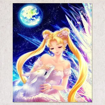 

5D DIY Diamond Painting Cartoon Monn Girl Rhinestones Painting Mosaic Full Square Diamond Embroidery sale christmas gifts Z1158