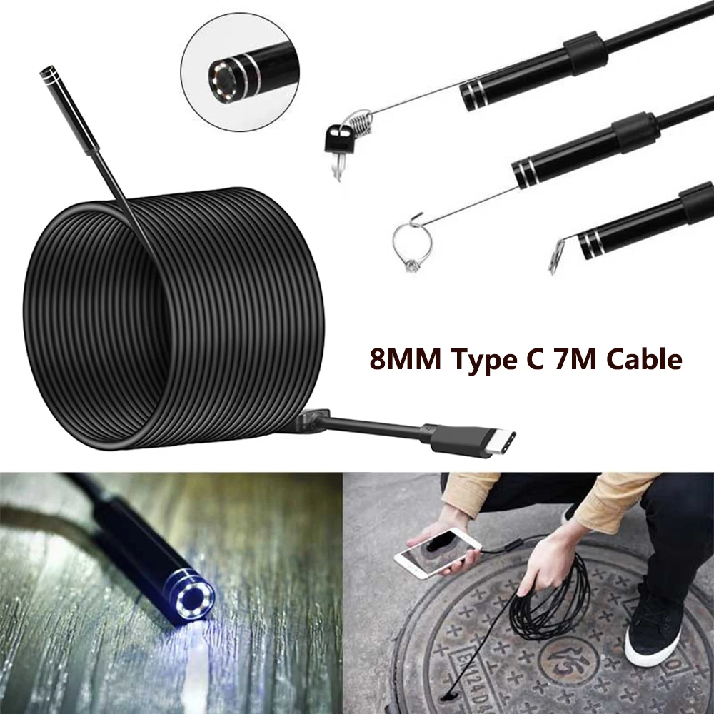 Usb камера эндоскоп с разъемом Type c 8 мм 720P светодиодов|endoscope inspection|tube cameraendoscope camera |