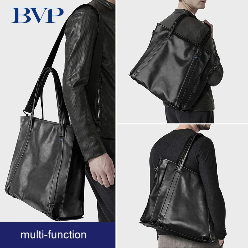 

BVP Famous Brand Design Man Genuine Leather Briefcase High Quality Tote Business Messenger Bag 14" Laptop Male Shoulder Bag 50