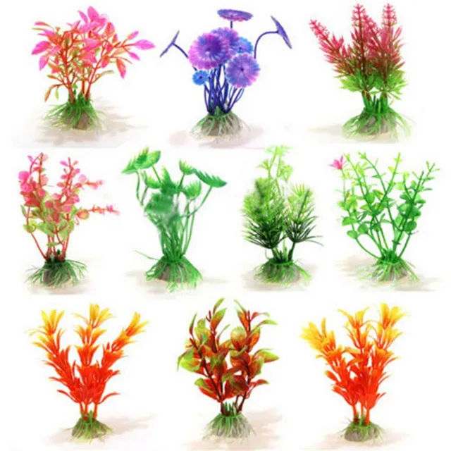 10pcs Lot Multicolor Artificial Plants Aquarium Plastic Plants