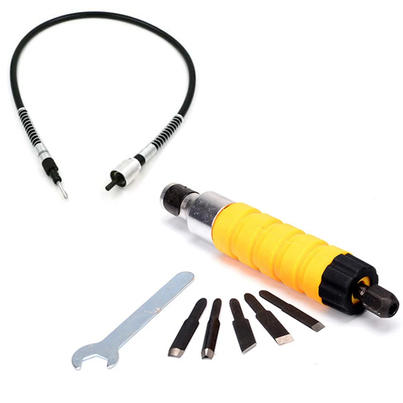 

1 set Kitchen Electric Furniture Carpentry Root Carving Knife Tool Handle Flexible Shaft Chisel Carved Wood