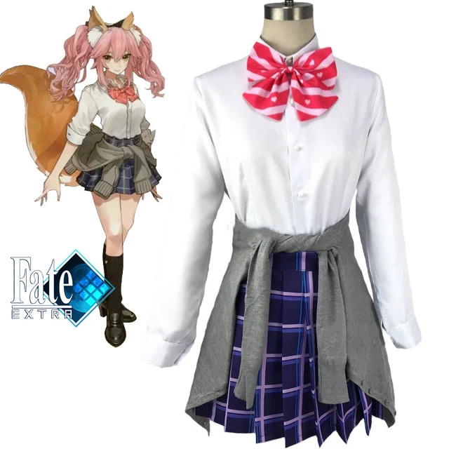 8 шт. Fate EXTELLA CCC FGO Fate Grand Order tamamo no Mae Maid JK школьная форма рубашка Кардиган Платье Аниме Косплей костюмы парики