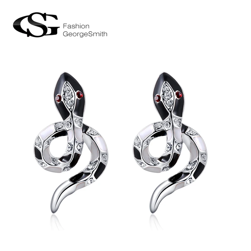

ROXI New Style Fashion rose gold Plated Ear Stud Black Snake women stud Earrings Female Jewelry personality stud earring