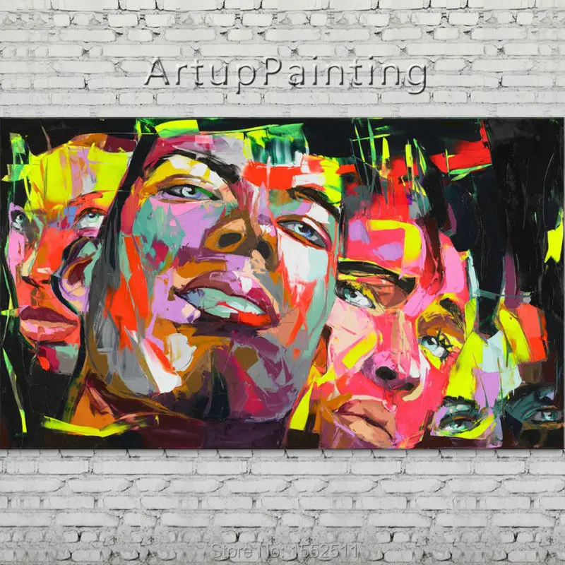 

Palette knife portrait Face Oil painting Character figure canva Hand painted Francoise Nielly wall Art picture 06-10-3f