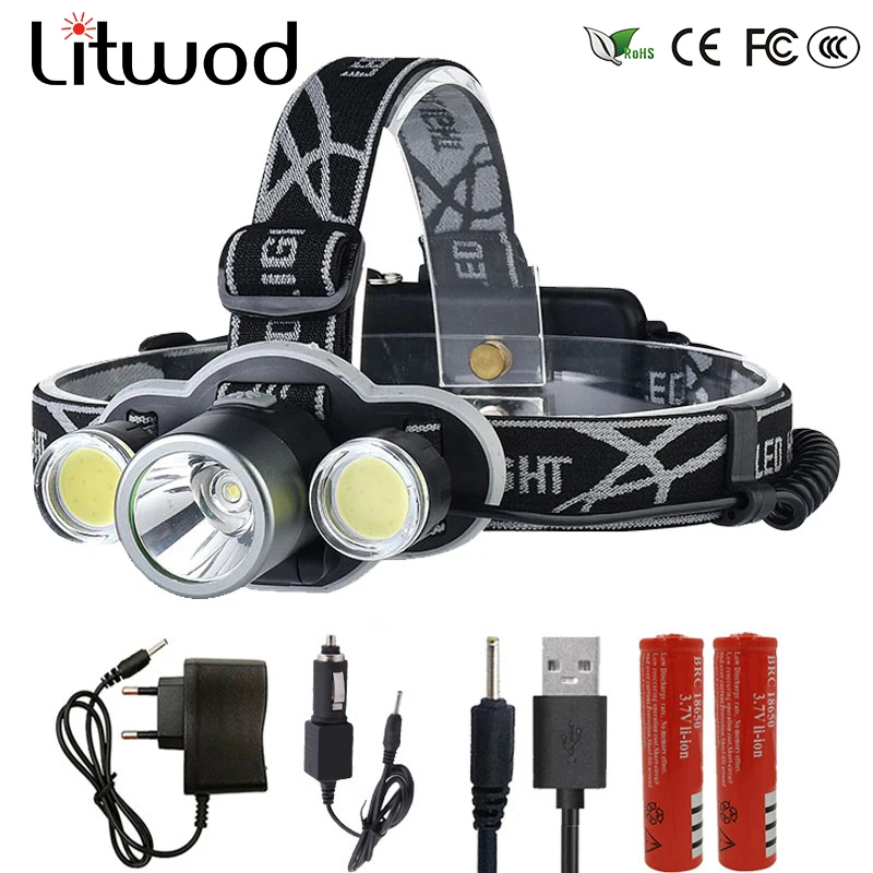 

Litwod Z20 2505 Led headlamp 10000LM waterproof Headlight XM-T6 COB Portable light head lamp flashlight Torch For Fishing Riding