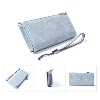 

2020 Fashion Wallet Female Purse Large Leather Women Card Holder Ladies Wallet Purse Leather Wallets Long Mobile Phone Long Blue