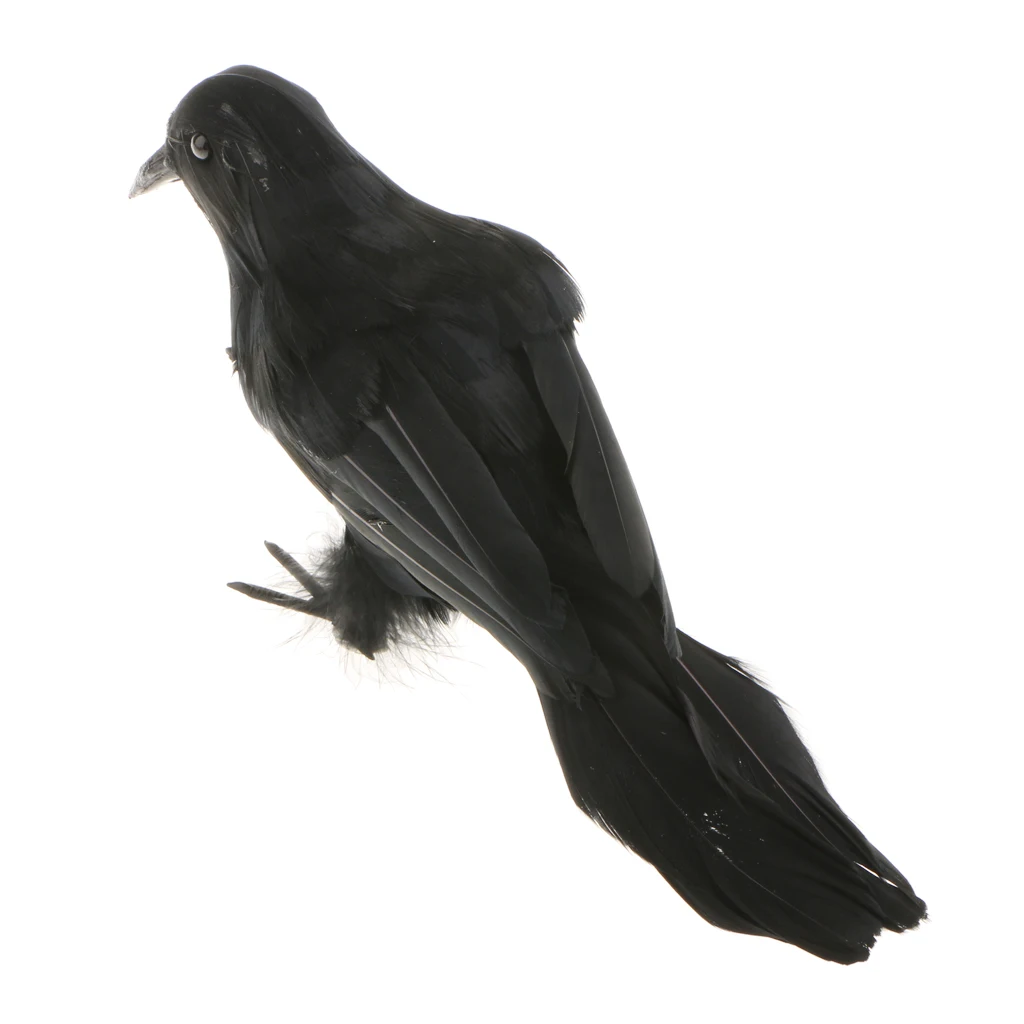 MagiDeal Creative Fake Black Feathered Foam Crows Birds Ravens Halloween Decor Props Craft Garden Yard Decor Ornament 