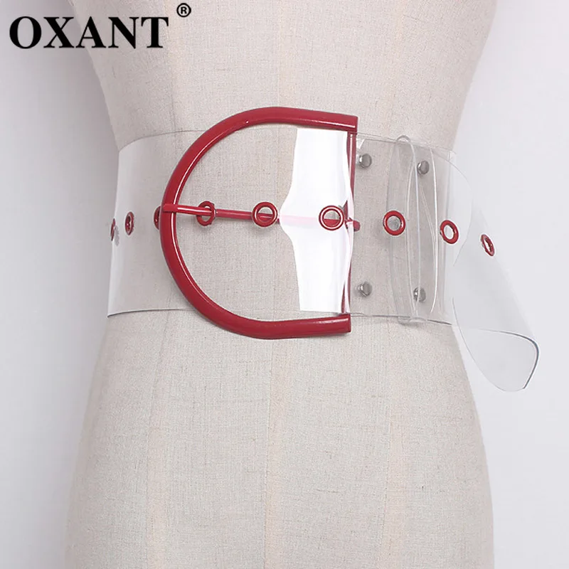 OXANT Transparent Female Hollow Out Metal Ring High Waist Wide Belts 2019 Summer Womens Fashion Harajuku Clothing | Аксессуары для