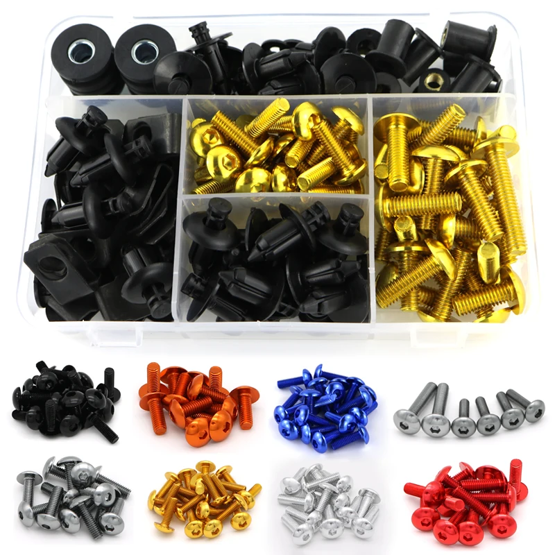 

For Suzuki GSXR1000 GSXR 1000 2001-2008 2009-2019 Complete Fairing Bolts Kit Body Cowling Screws Washer Fastener Nuts Clips M6