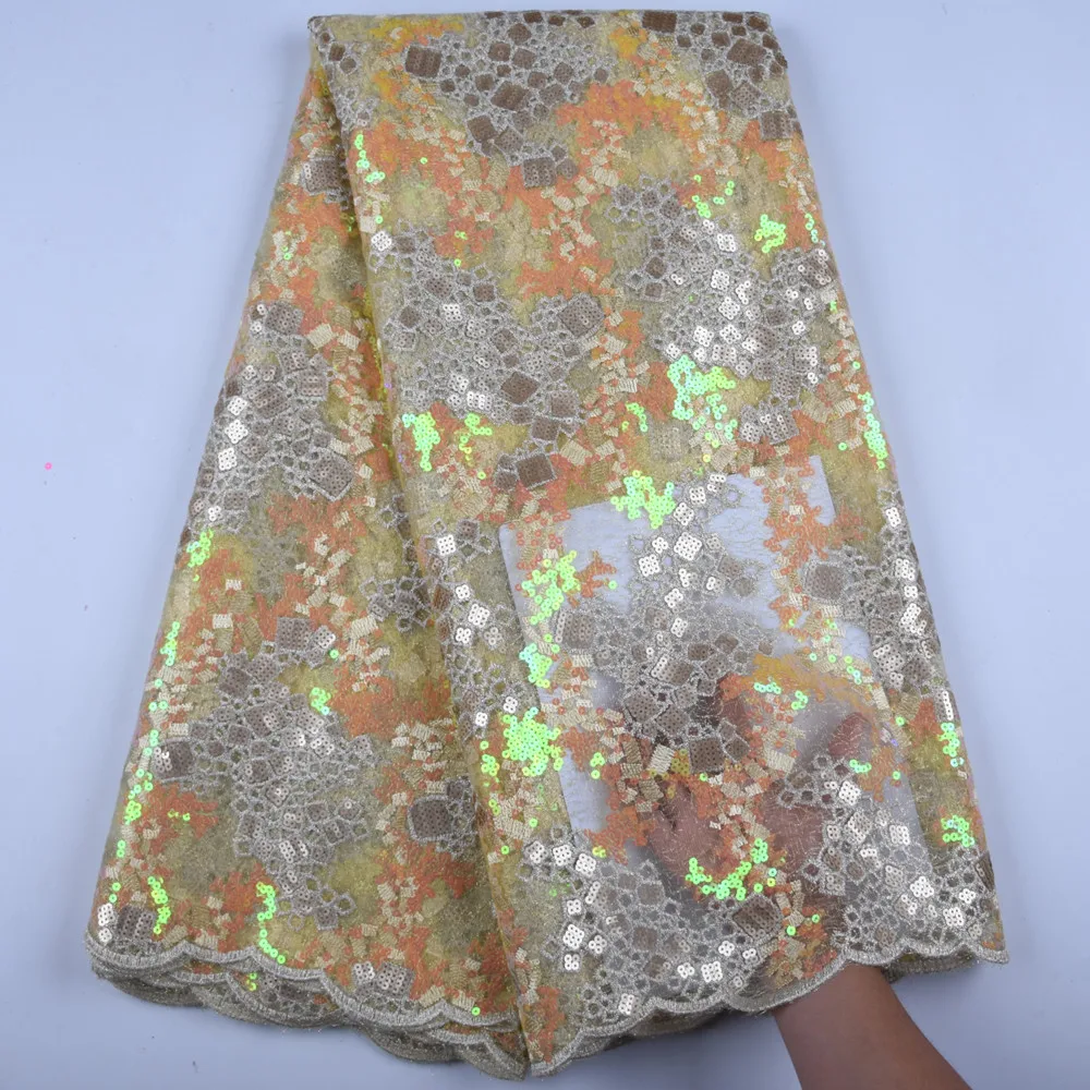 

Best Selling Sequins French Lace Fabric Top Sale African Lace Fabric Embroidery Dressed Nigerian Lace Fabrics With SequinsF1592