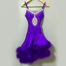 New style Latin dance costume sexy senior stones feather latin dance dress for women latin dance competition dresses S-4XL