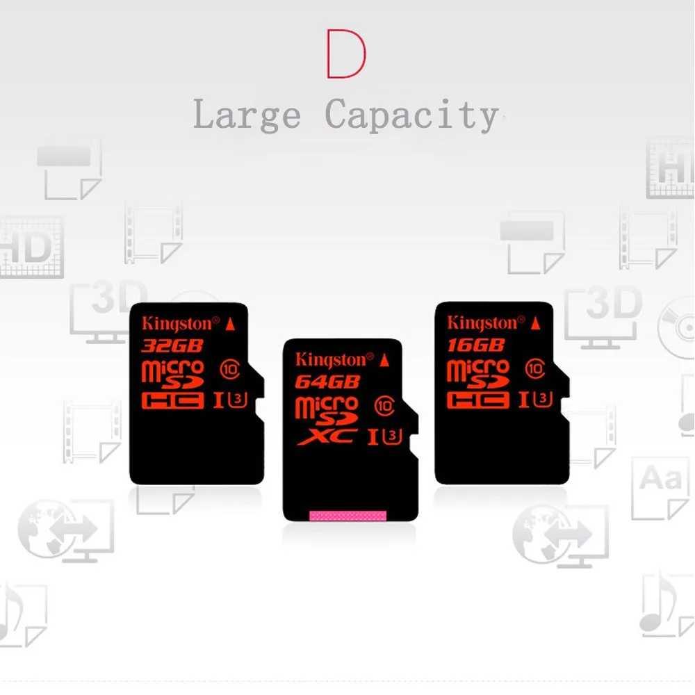 Kingston Micro SD карта C10 32 Гб 64 Гб класс 10 SDHC SDXC UHS-I U3 карты памяти HD 3D 4 к видео Microsd карта для мобильного телефона планшета