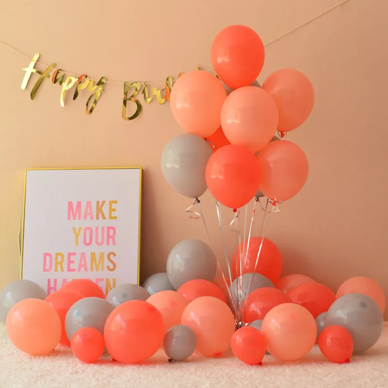 Coral red/Gray/Peach Latex Balloons 50 pcs Birthday balloons Wedding Party Decoration 5inch/10inch Helium Air Balloon Wholesale