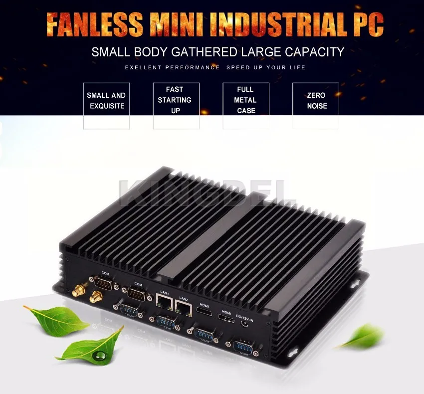 Kingdel промышленный Мини компьютер Core i3 i5 i7 2 * Intel Gigabit LAN безвентиляторный HTPC 6 * RS232 8 * USB микро компьютер Linux 3g 4G Wifi 2 * HDMI