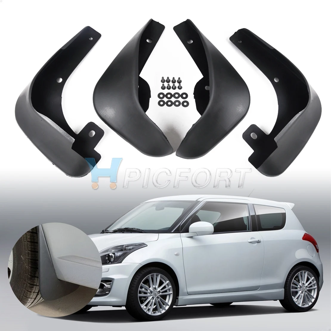 DWCX 4x Car Black Fender Mud Flaps Splash Guards Mudguard Mudflaps Fenders Perfector For Suzuki Swift 2011 2012 2013