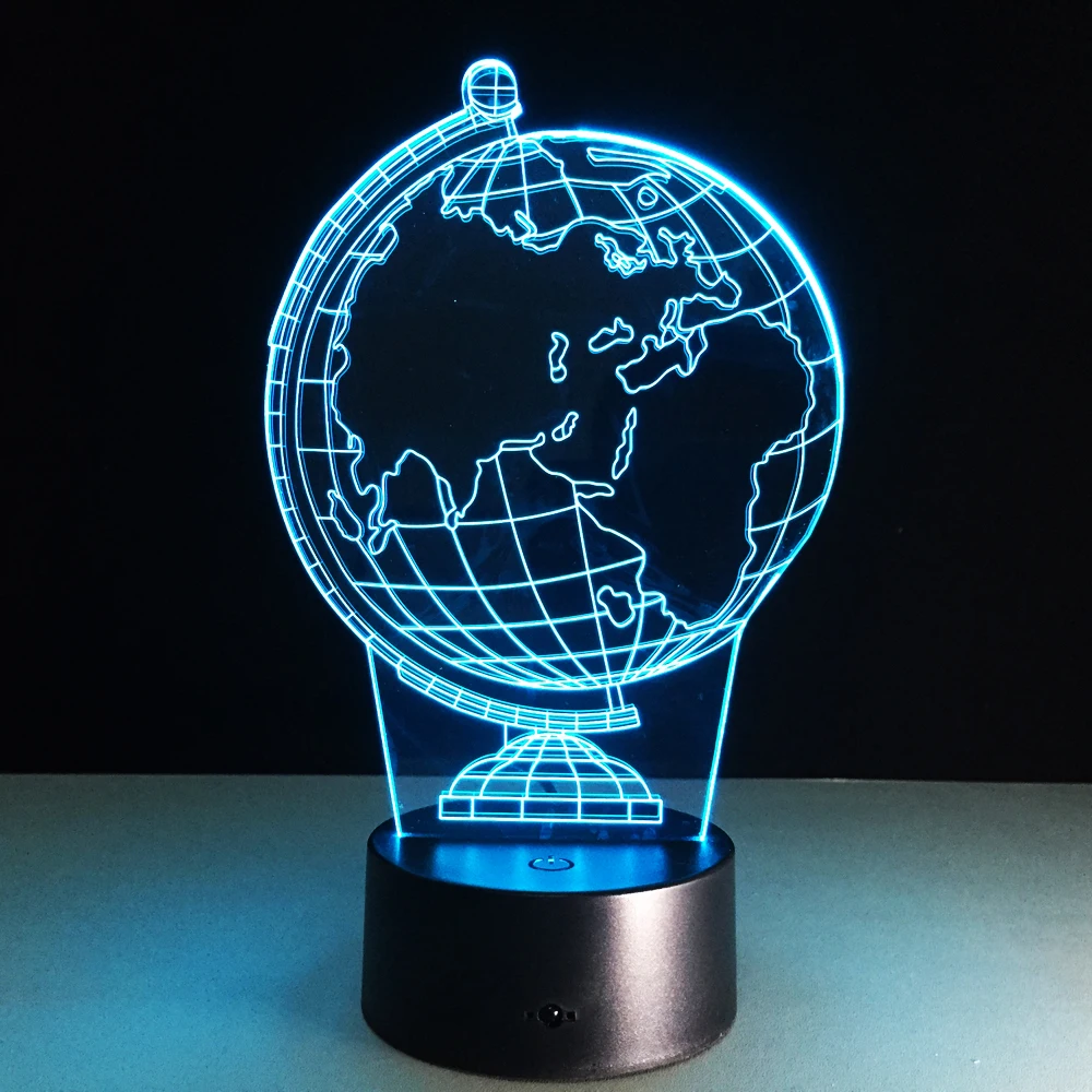 3D Earth Globe LED 7 Color Change Flash Light Table Bedside Baby Sleep Night Lamp Novelty Child
