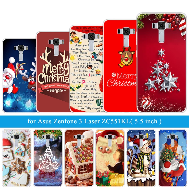 For Asus ZC551KL ZenFone 3 Laser Christmas Night Cover Ultrathin TPU Gel Case 5.5&quot for ZenFone3 Phone Cases | Мобильные телефоны