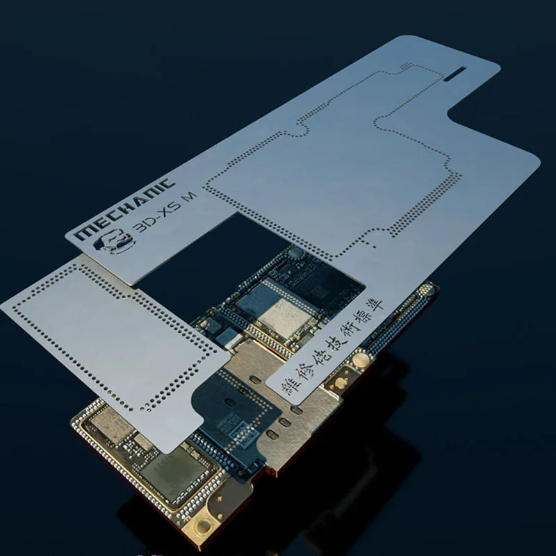 Goede Monteur 3D XS M BGA Reball Stencil voor iPhone Xs Xs Max Reparatie 3D staal netto Groef ontwerp mesh