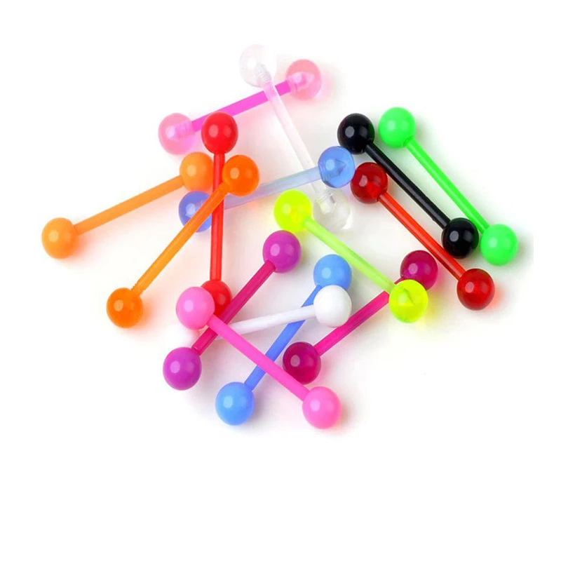 10pcs/lot Colorful Tongue Piercing 5mm Ball Flexible Uv Silicone