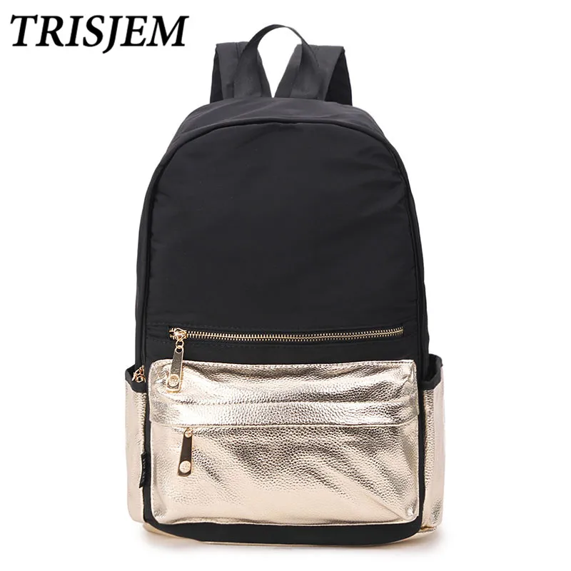 

Gold Color Women Nylon Backpack For Teenager Girls Bagpack Women Mochila Feminina Casual School Shoulder Bags Waterproof