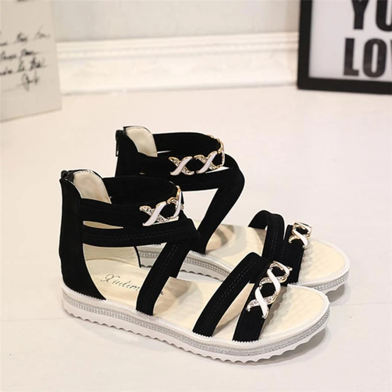 shoes woman  slippers  sandals girls  Women Flat Shoes Summer Soft Leather Leisure Ladies Sandals O0515#3012