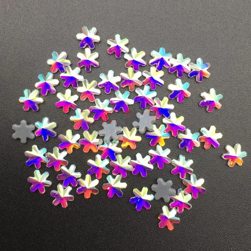 

Polaris 25pcs 5mm 6mm Crystal AB Crystal Clear Snowflake Shape Germany Glue Hotfix Rhinestones For Clothes