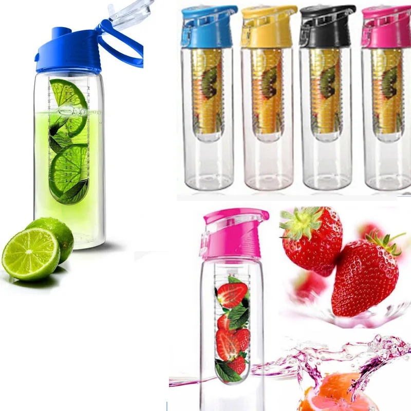 800ML Sports Bicycle Health Plastic Water Glass Fruit Infusing Infuser