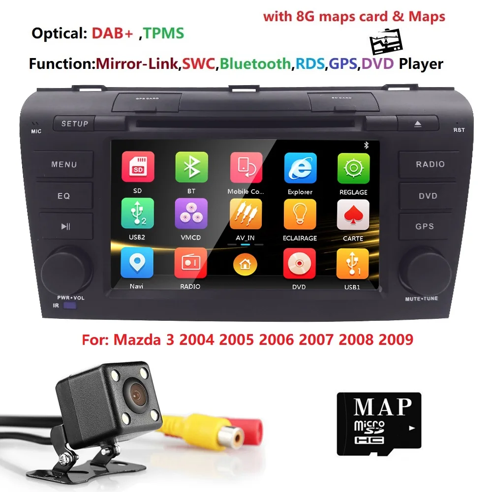

Head Unit Touch Screen Car DVD Player for Mazda3 Mazda 3 2004-2009 GPS Navigation System 3G USB Radio RDS CD SWC GPS RADIO MAPS
