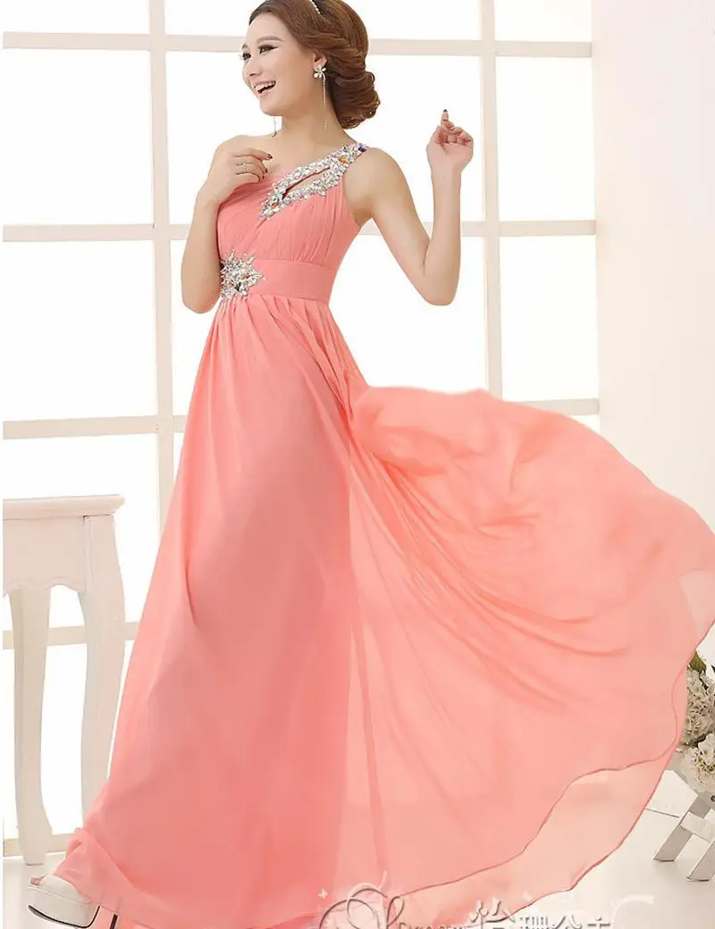 Long Prom Dresses 2016 More Colors Waist With Flower Beading Lange Ballkleider Red Blue Pink One Shoulder Gown for Women |