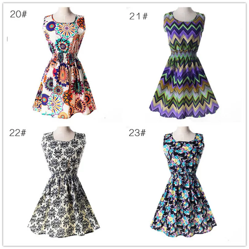 Woman Beach Dress Summer Boho Print Clothes Sleeveless Party Dress Casual Short Sundress Floral Dress Peacock Feathers Dresses (6)