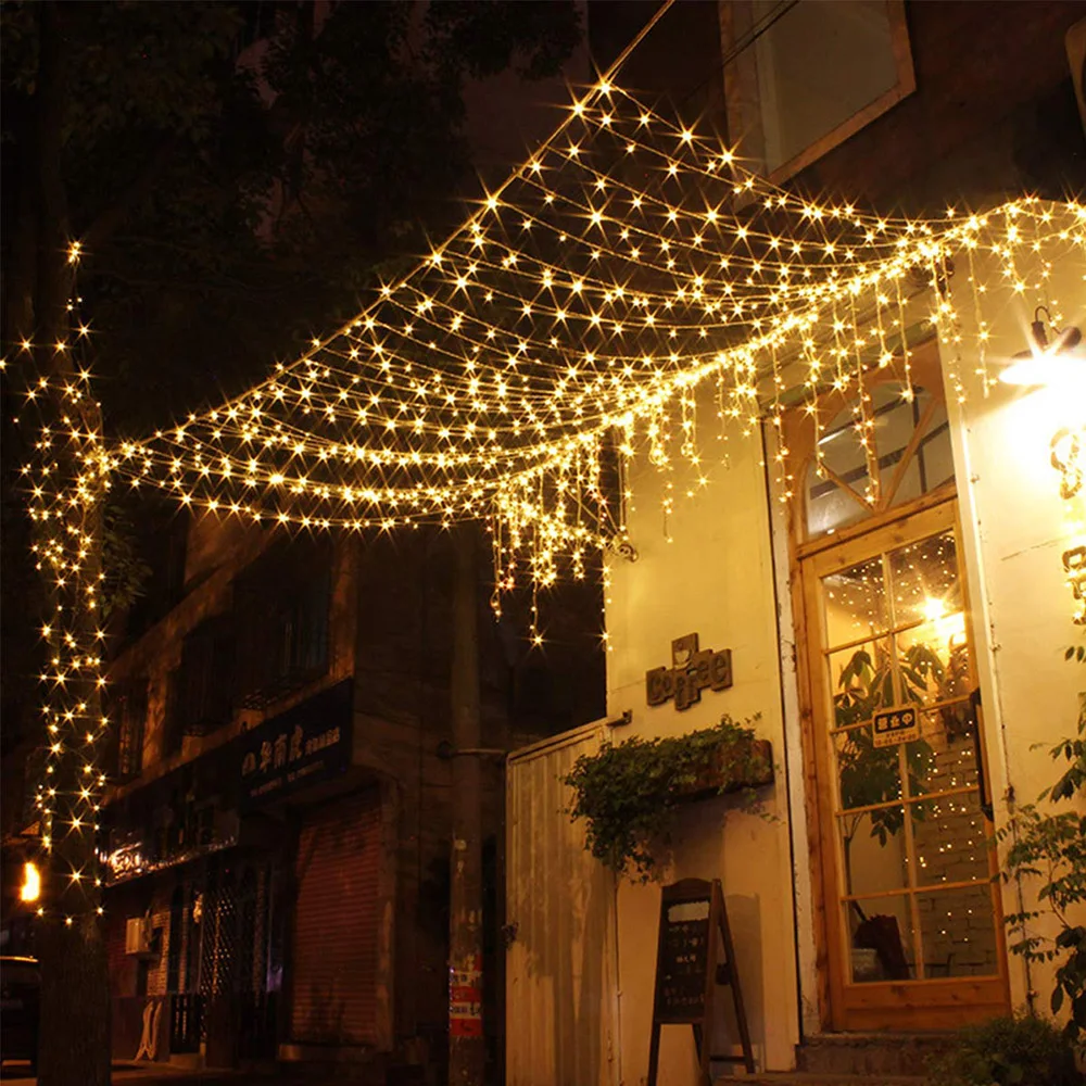 Cortina de Led Luz da Corda Icicle 3x1/3x2/3x3/3x6m Conectável Natal Garland Luzes Interiores/ao ar Livre Luzes de Decoração de Casamento do Partido 10 Fios de LED