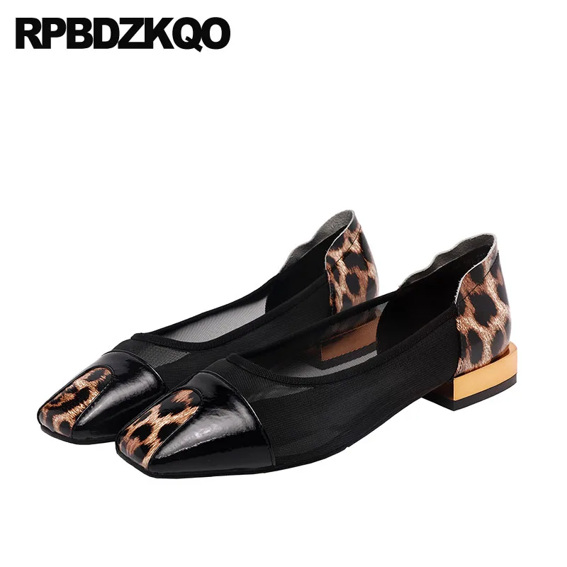 

black flats breathable leopard print square toe brand runway slip on designer shoes women luxury 2019 mesh ladies china chinese