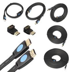 Высокая Скорость HD 4 К x 2 К плоский кабель HDMI плоский кабель с 90 градусов + 270 градусов адаптер для соединения HD игроков, компьютеры, ТВ