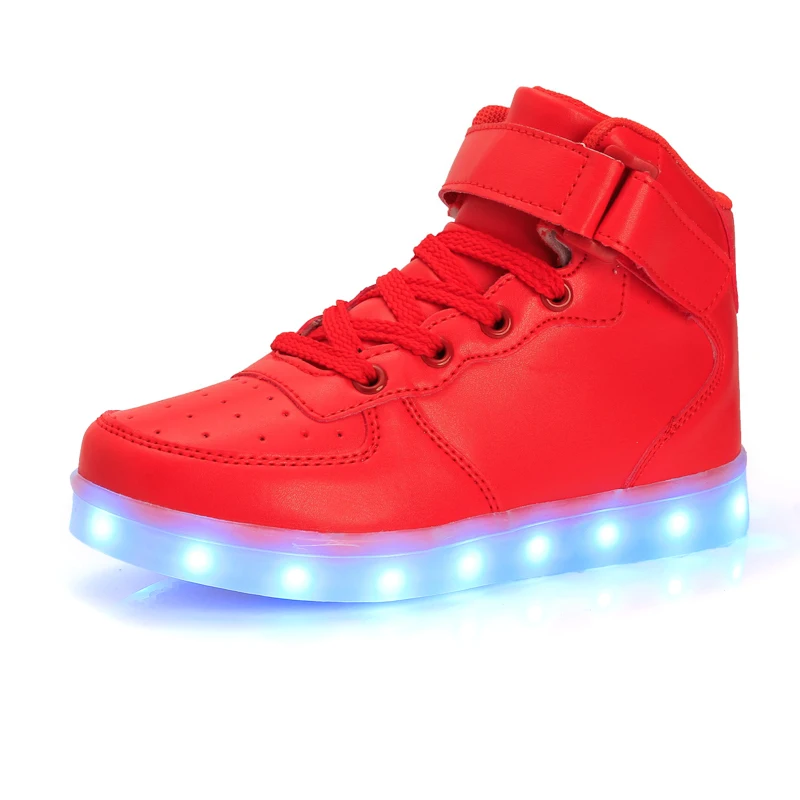 Новинка; летние детские дышащие кроссовки; модная спортивная обувь с подсветкой и Usb для детей; светящаяся повседневная обувь на плоской подошве для мальчиков и девочек - Цвет: 519 Red