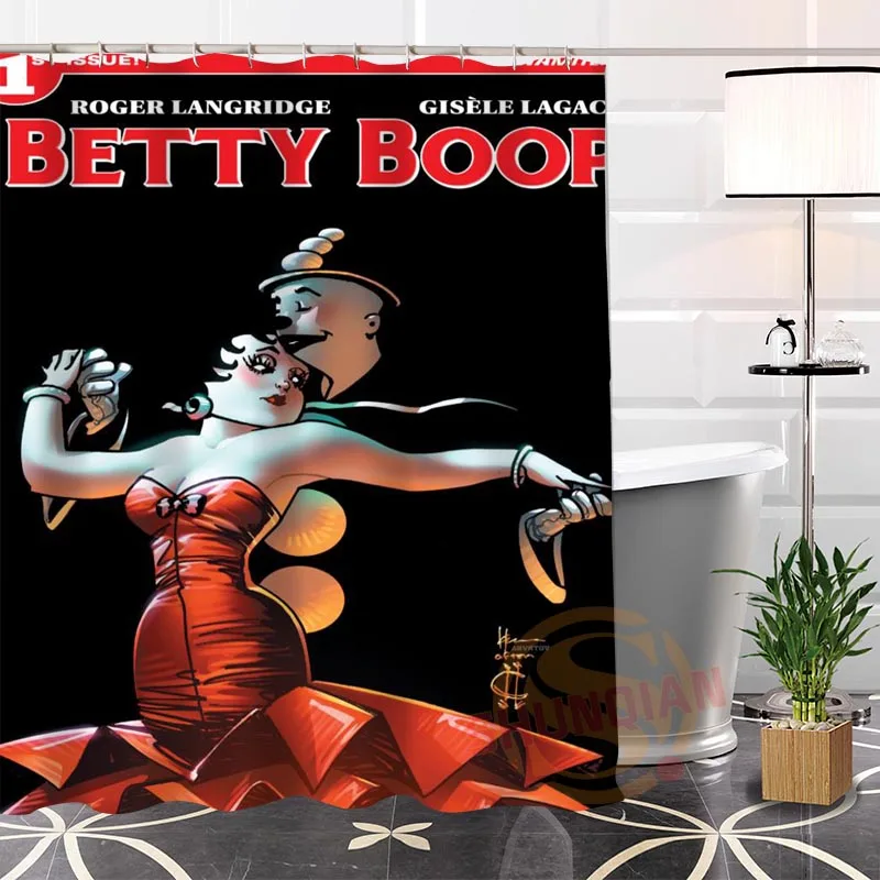 Темно-серый ShunQian Betty Boop Современная тканевая для душа занавес лучший хороший экологичный на заказ ванная комната водонепроницаемый занавес для ванной s с крюком - Цвет: Темно-серый