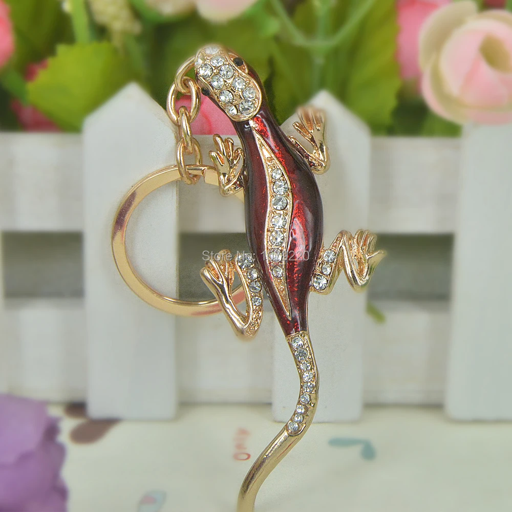 

New Lizard Fashion Keyring Cute Rhinestone Crystal Charm Pendant Key Bag Chain Lover Valentine's Day Christmas Gift