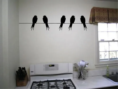 Pattern Wall Sticker Decal Quote Vinyl Birds On A Wire Cool Wall Decor Decal(China