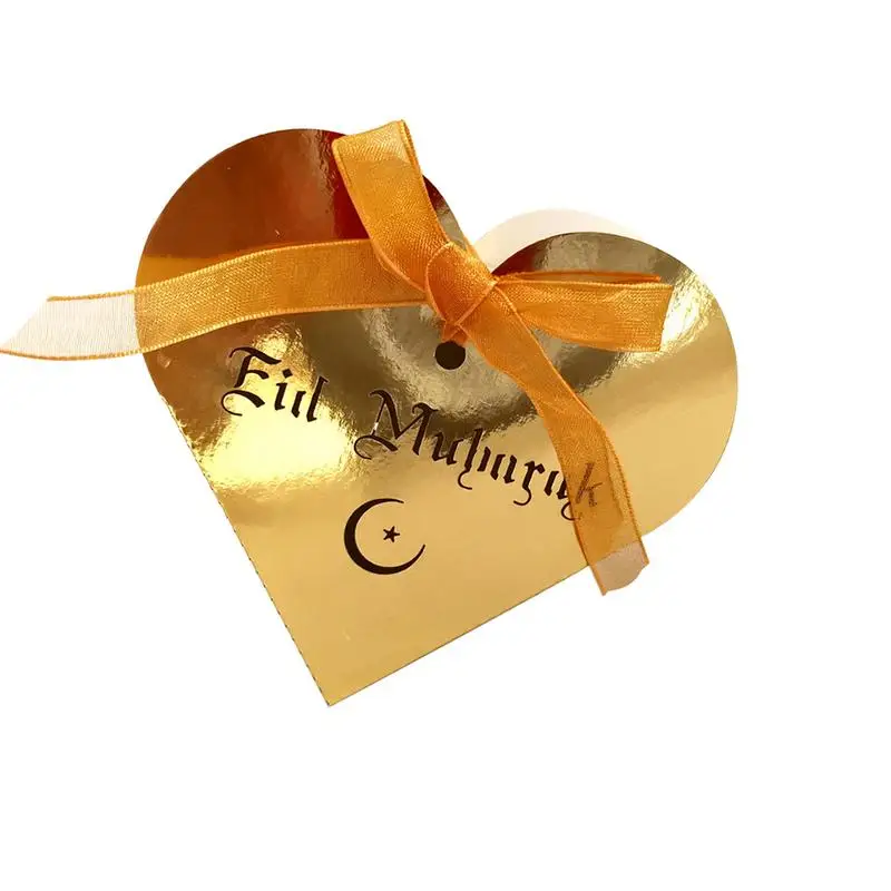 Gold 50 шт. Eid Mubarak золотая коробка шоколадных конфет Kareem полый чехол для хранения сахара с нарядная лента поставки Рамадан украшения - Цвет: Gold