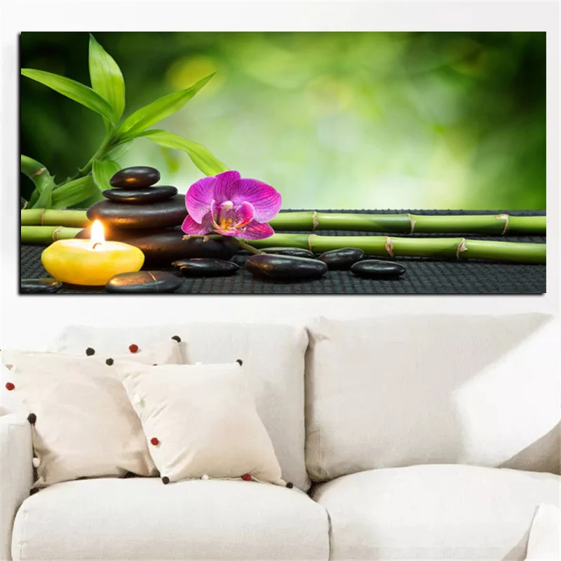 HD Print Modern Orchid Zen Spa Stone Bamboo Candls Oil Painting on Canvas Art Poster Wall Art Picture for Living Room Cuadros (4)
