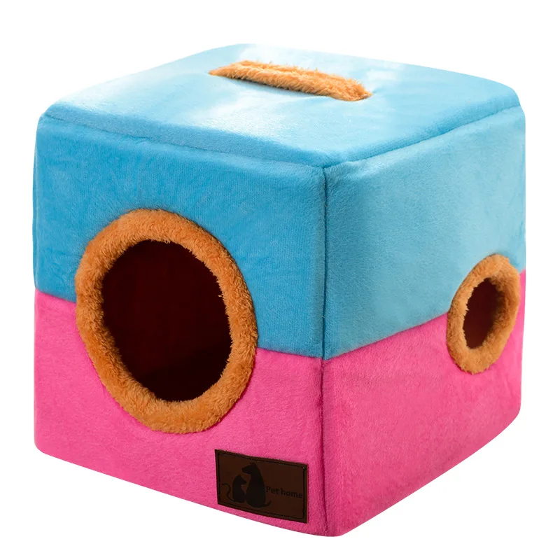 2019 Dog Pet House Foldable Bed With Mat Soft Patchwrok Dog Puppy Sofa House Kennel Nest Dog Cat Bed For Small Medium Dogs