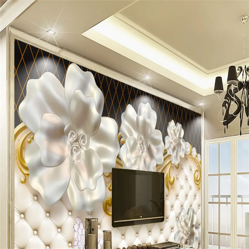 3D Wallpapers Custom Jewel Flower Photo Wallpapers for Living Room