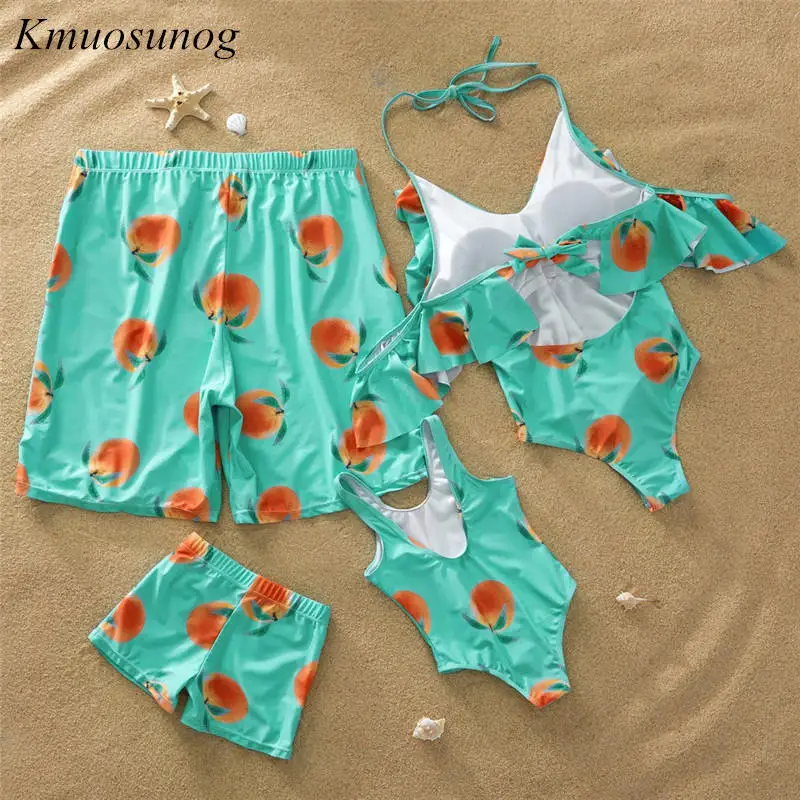 NASHAKAITE-Family-Swimwear-Summer-Peach-Print-Beachwear-Mom-and-Daughter-Swimwear-Men-boys-Beach-Shorts-Mommy