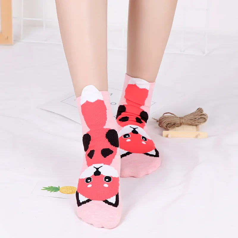 Женские забавные носки с милыми животными принтом Harajuku Kawaii Cat высокого качества