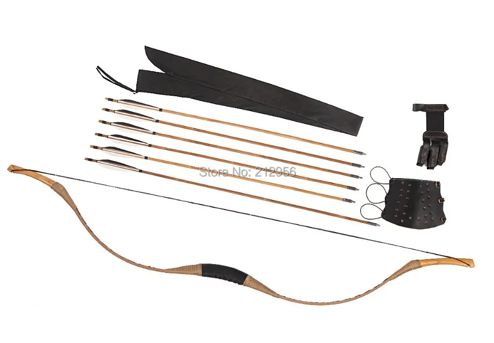 

Longbowmaker Combination Set Traditional Archery Brown Pigskin Longbow Recurve Bow 6 Bamboo Arrows 20-60LBS C13XSYZ