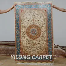 Yilong 3,3 'x5' персидский шелковый ковер бежевый ручной Изысканный персидский шелк коврик для продажи(0070