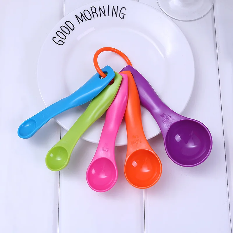 5pcs/set Colorful Natural Food grade ABS Plastic Measure Spoon Set
