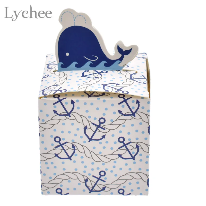

Lychee 20pcs Whale Anchor Candy Boxes For Baby Shower DIY Nautical Style Wedding Party Christmas Gifts Decoration Kids Favors