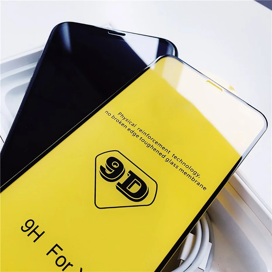 YAMIZOO Glass On the For iPhone 7 6 Tempered Glass Protective Screen Protector Full Cover 9D Glass For iPhone 8 Plus X XR XS Max